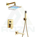 Modern golden led rainfall shower faucet with brass spout for bathroom