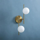 Modern golden led wall lights with milky glass spheres bedroom sconce