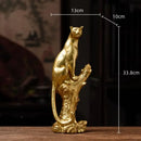 Modern golden leopard resin sculpture living room cheetah decor