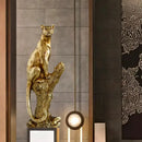 Modern golden leopard resin sculpture living room cheetah decor