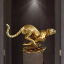 Modern golden leopard resin sculpture living room cheetah decor
