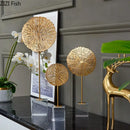 Modern golden lotus sculpture living room metal decor
