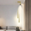 Modern golden pendant chandelier living room sleek cylindrical light