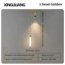 Modern golden pendant chandelier living room sleek cylindrical light