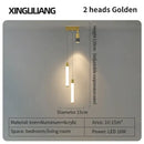 Modern golden pendant chandelier living room sleek cylindrical light