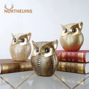 Modern golden perforated owl figurines living room animal statues