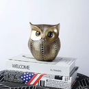 Modern golden perforated owl figurines living room animal statues