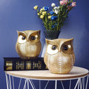 Modern golden perforated owl figurines living room animal statues
