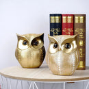 Modern golden perforated owl figurines living room animal statues