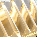 Modern golden rectangle led wall sconce with clear faceted crystal