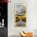 Modern golden scenic mountain wall sconces for living room decor