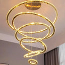 Modern golden spiral crystal stair chandelier living room led light