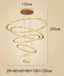 Modern golden spiral crystal stair chandelier living room led light