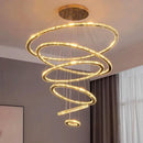 Modern golden spiral crystal stair chandelier living room led light