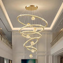 Modern golden spiral decorbites crystal led chandelier living room