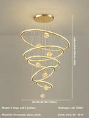 Modern golden spiral decorbites crystal led chandelier living room
