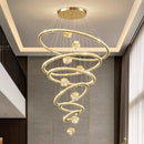 Modern golden spiral decorbites crystal led chandelier living room