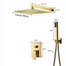 Modern golden square rain shower set bathroom concealed mixer taps