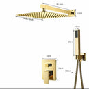 Modern golden square rain shower set bathroom concealed mixer taps
