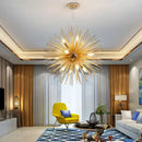 Modern golden starburst geometric ball chandelier for dining room