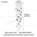 Modern golden tube chandelier staircase led glass light