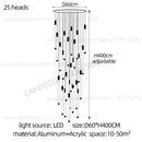 Modern golden tube chandelier staircase led glass light