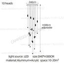 Modern golden tube chandelier staircase led glass light