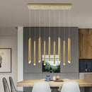 Modern golden tube led chandelier living room pendant light