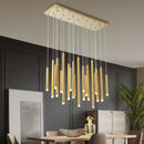 Modern golden tube led chandelier living room pendant light