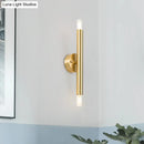 DecorBites™ Contemporary Tubular Wall Sconce - 2-Light Metallic Golden Wall Lamp for Bedroom