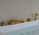 Modern golden widespread brass bathtub faucet with handheld shower bathroom