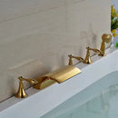 Modern golden widespread brass bathtub faucet with handheld shower bathroom