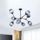 DecorBites™ Modern Gradient Blue Glass 8-Head Semi Flush Mount Ceiling Chandelier for Living Room