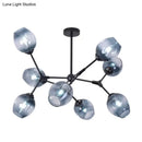 DecorBites™ Modern Gradient Blue Glass 8-Head Semi Flush Mount Ceiling Chandelier for Living Room