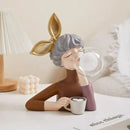 Modern gray and gold bubble girl statue night light bedroom decor