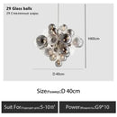 Modern gray & clear bubble glass ceiling chandelier living room