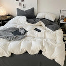 Modern gray comforter cover set with geometric throw bedroom bedding