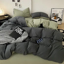 Modern gray comforter cover set with geometric throw bedroom bedding