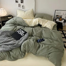Modern gray comforter cover set with geometric throw bedroom bedding