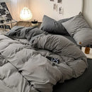 Modern gray comforter cover set with geometric throw bedroom bedding