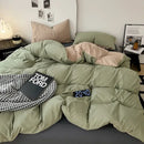 Modern gray comforter cover set with geometric throw bedroom bedding