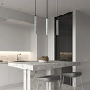 Modern gray concrete tube pendant light dining room triple chandelier