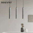 Modern gray concrete tube pendant light dining room triple chandelier