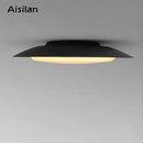 Modern gray leather platform bed bedroom led ceiling light