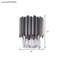 Modern gray metallic crystal teardrop wall sconce bedroom light