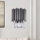 Modern gray metallic crystal teardrop wall sconce bedroom light