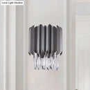 Modern gray metallic crystal teardrop wall sconce bedroom light