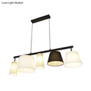 DecorBites™ Barrel Hanging Light Kit - 5-Head Fabric Island Light Fixture in Black and White