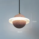 Modern gray & white cement planet pendant light bedroom decor