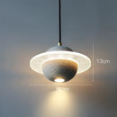 Modern gray & white cement planet pendant light bedroom decor